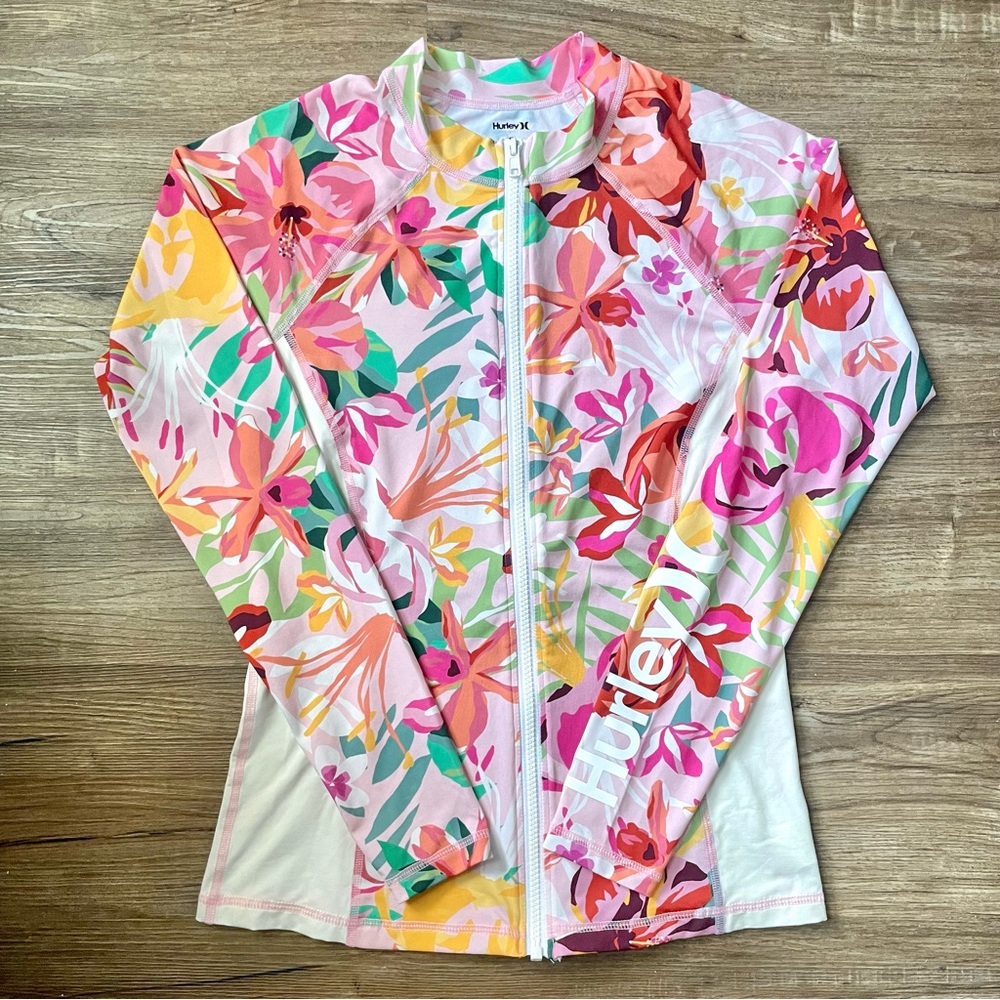 Hurley Floral Pop Long Sleeve Zip Rashguard - Picture 2 of 6